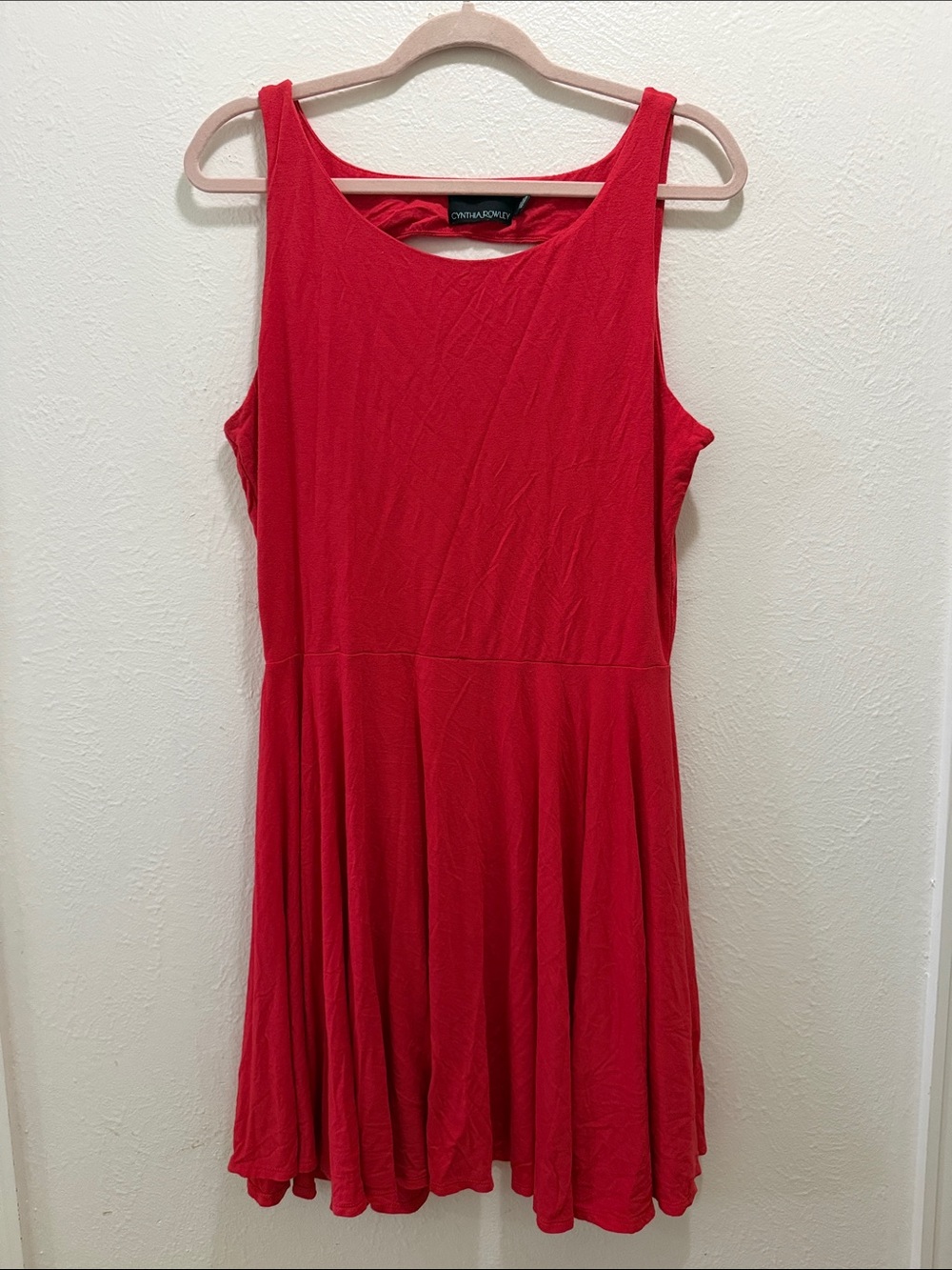 Cynthia Rowley Red Sleeveless Scoop Neck Fit-and-Flare Mini Dress